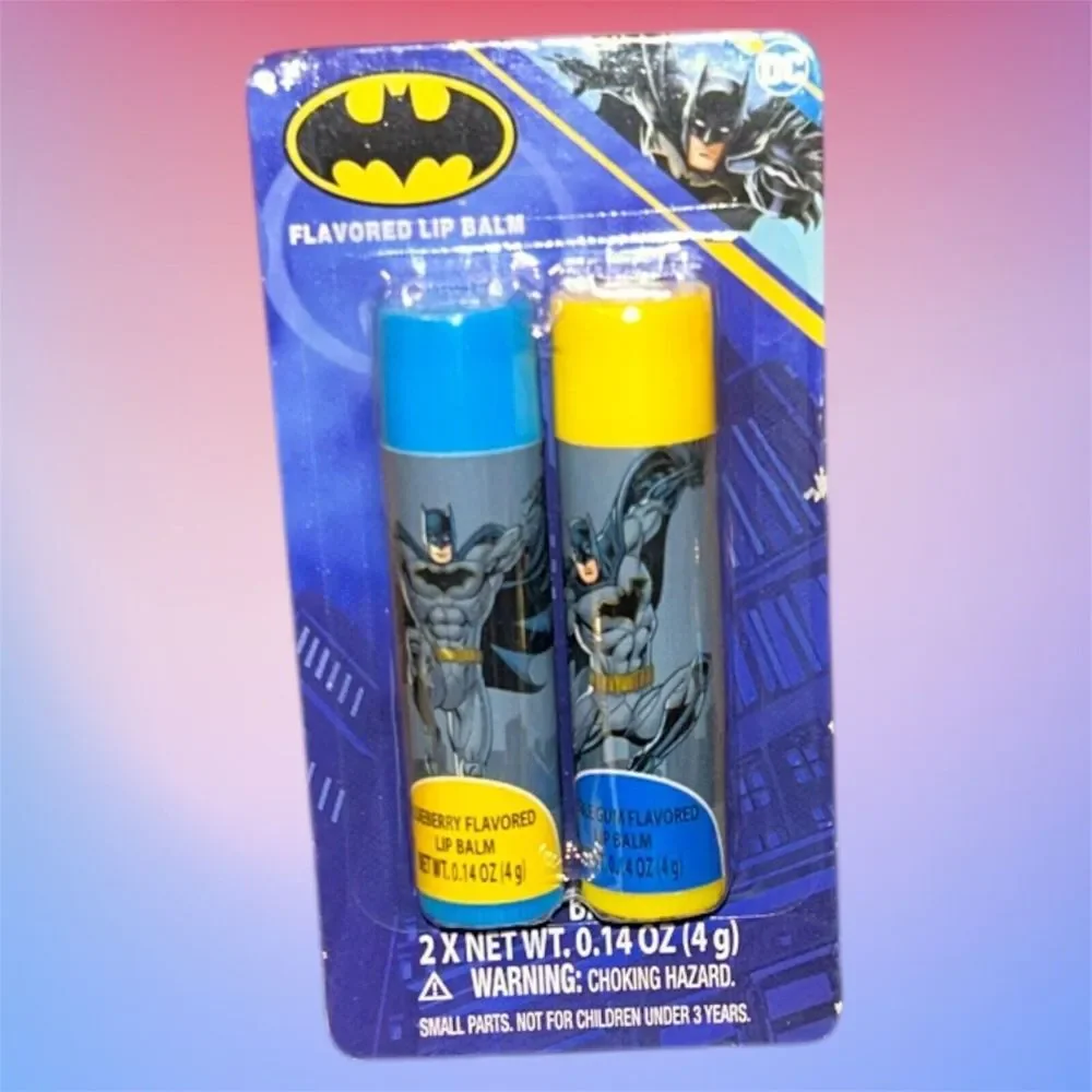 New  Batman Flavored Lip Balm Blueberry and Bubble Gum Factory Sealed